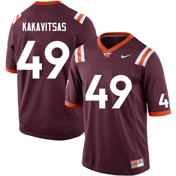 Men #49 William Kakavitsas Virginia Tech Hokies College Football Jerseys Sale-Maroon